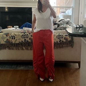 Designer Women's Red Wide-Leg Pants